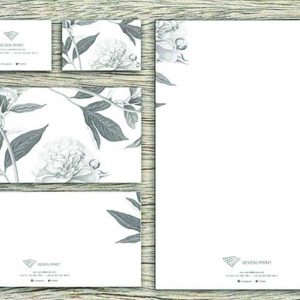 Stationery products, displayed as various printed materials.