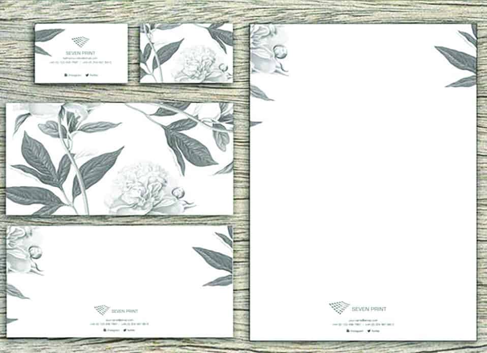 Stationery products, displayed as various printed materials.